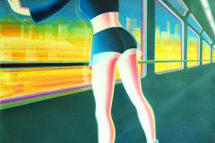 Berlin Skater On Express Train [60" x  40" - Oil On Linen]